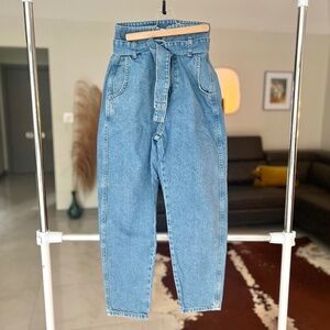 Zara belted high-waisted balloon jeans Sz 0 (22)